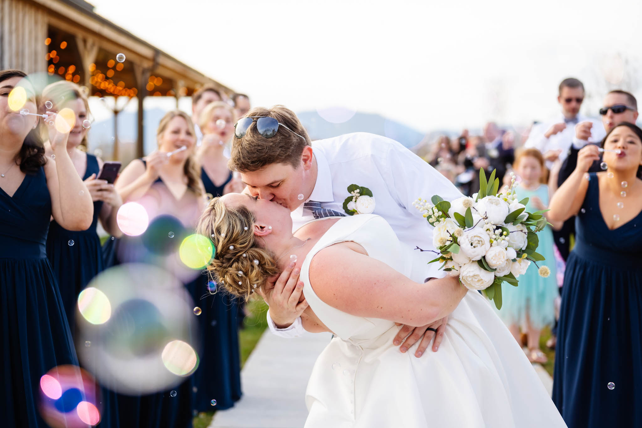 bubble exit at wedding at cedar oaks farms by clark street photography