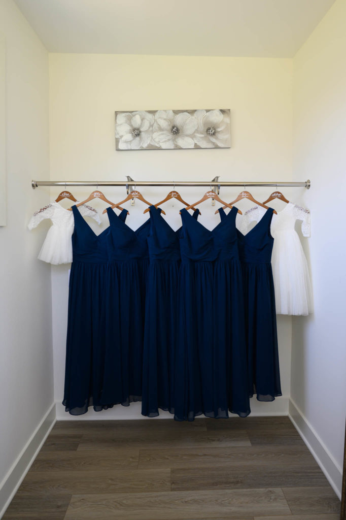 Bridesmaids dresses hanging